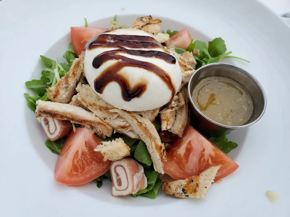 Fried Burrata & Griiled Chicken Salad